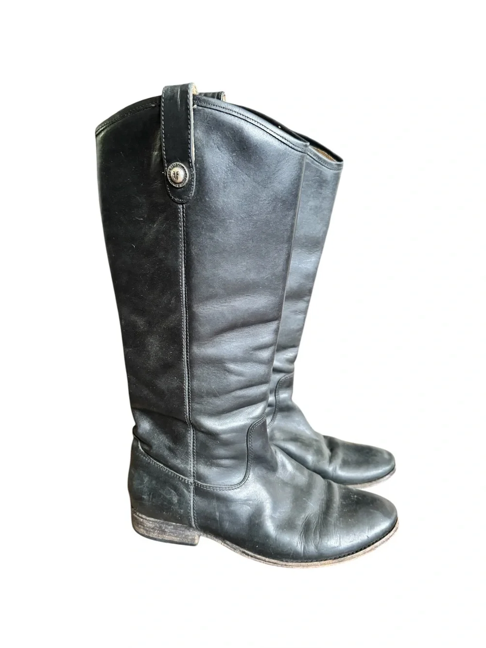 Frye Black Leather Knee High Riding Boots